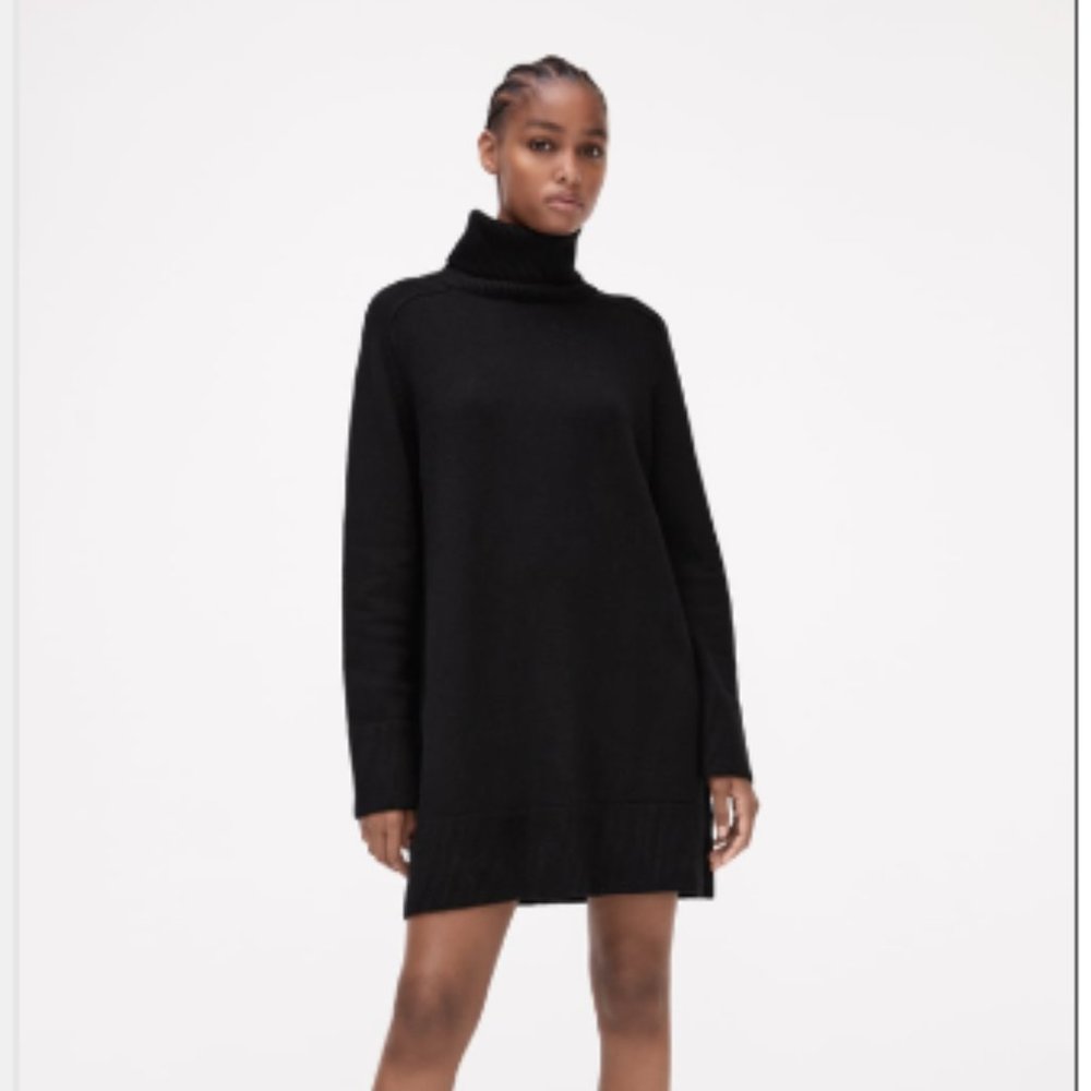 Zara Black Turtleneck Sweater Dress High Collar NWT